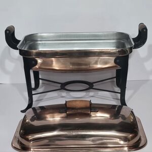 Vintage Copper Chafing Dish with Stand